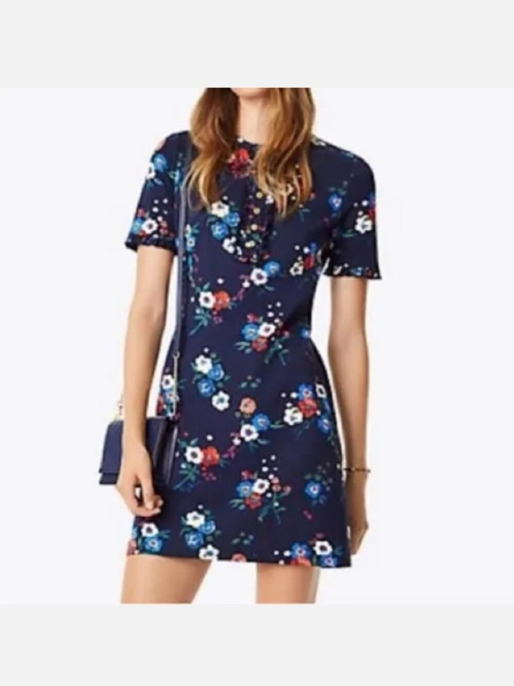 Tory Burch Miranda Short-Sleeve Pansy Bouquet Ponte Shirt dress S - Picture 2 of 10